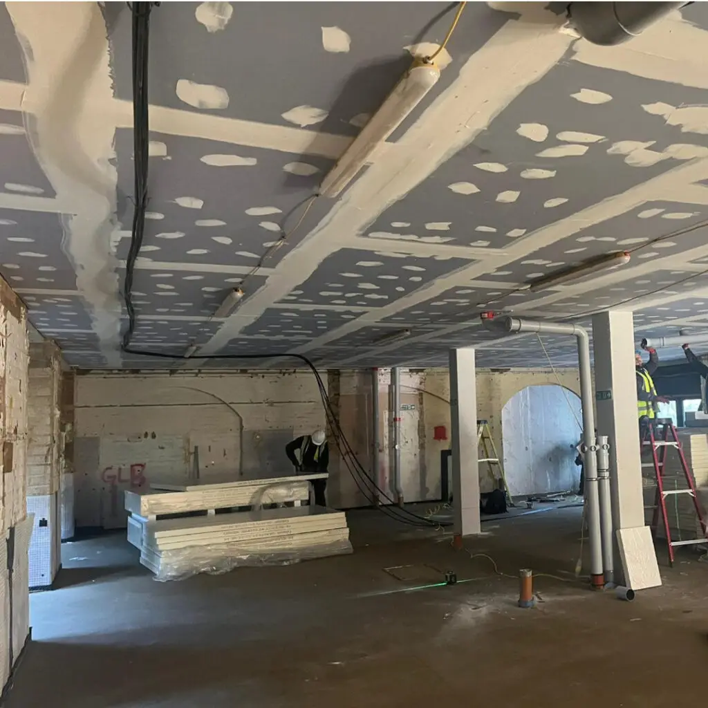 tape and jointed resilient bar soundblock ceiling