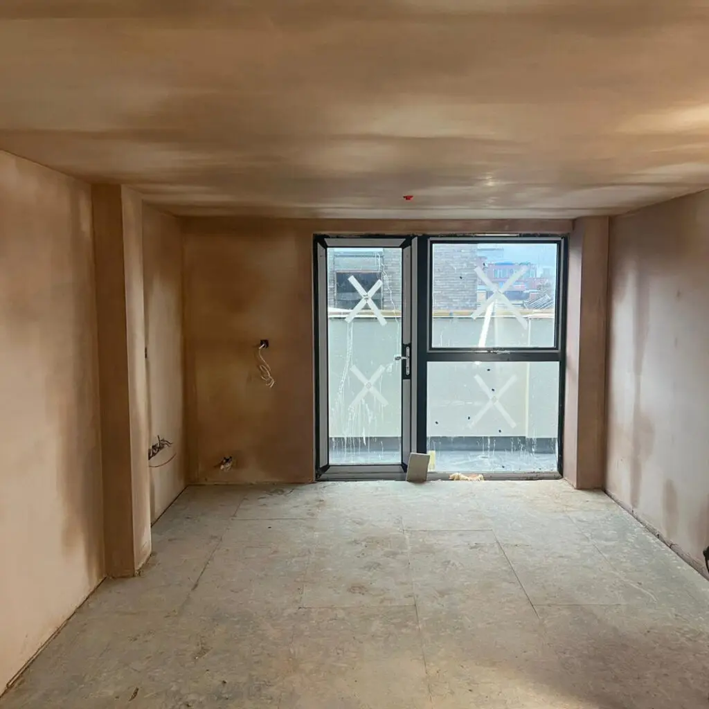 Plastering multi skim finish Orion House